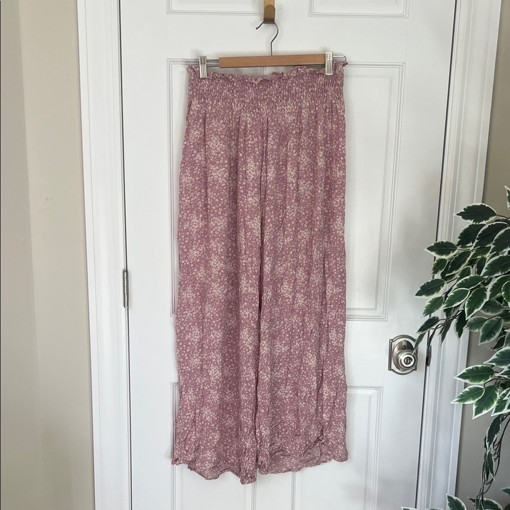 Pink Lily Mauve Textured Wide Legged Pants Size Large